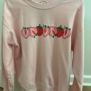 Pacsun- Baby Pink Strawberry Crewneck S